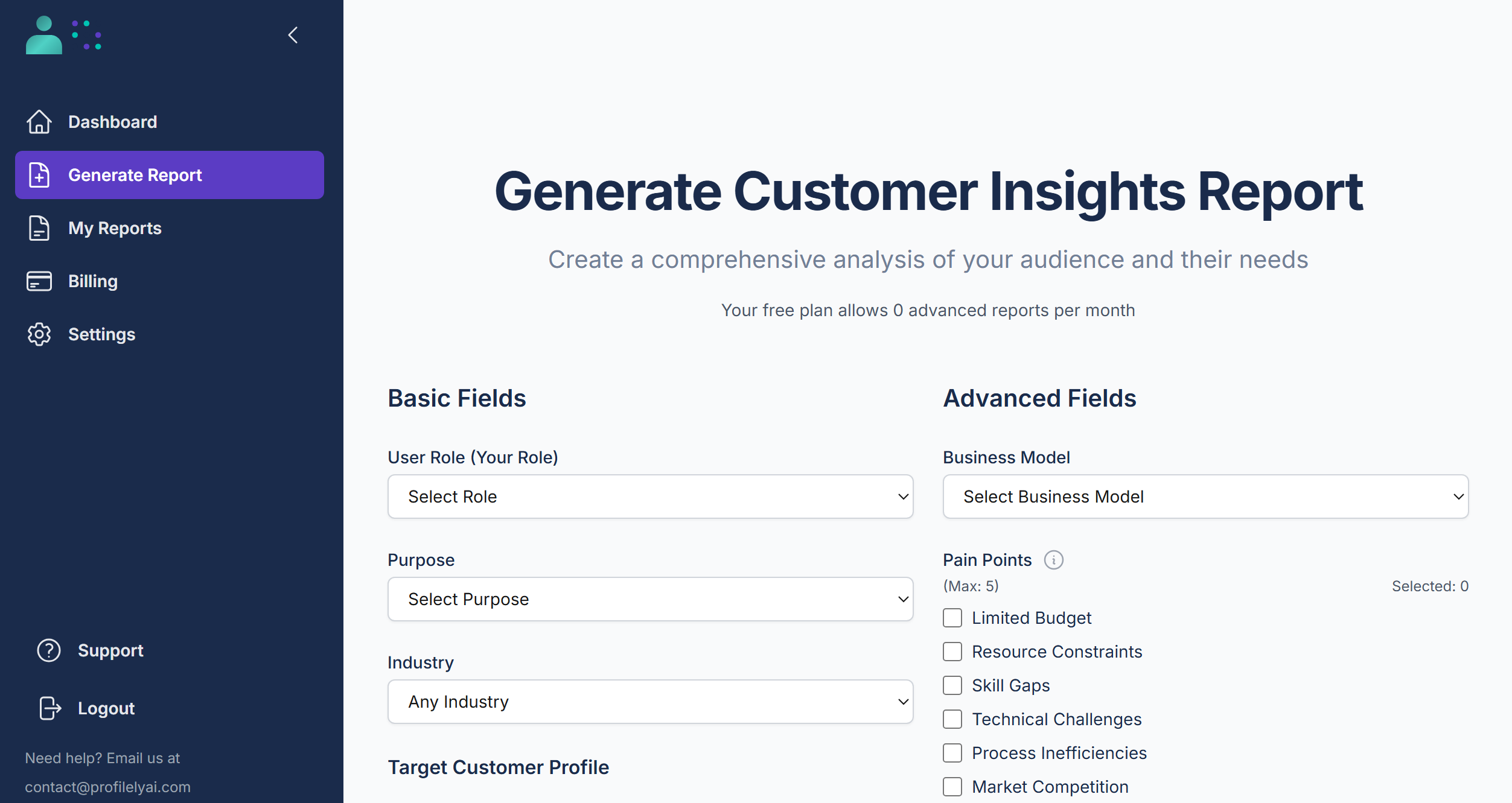 ProfilelyAI Dashboard Preview